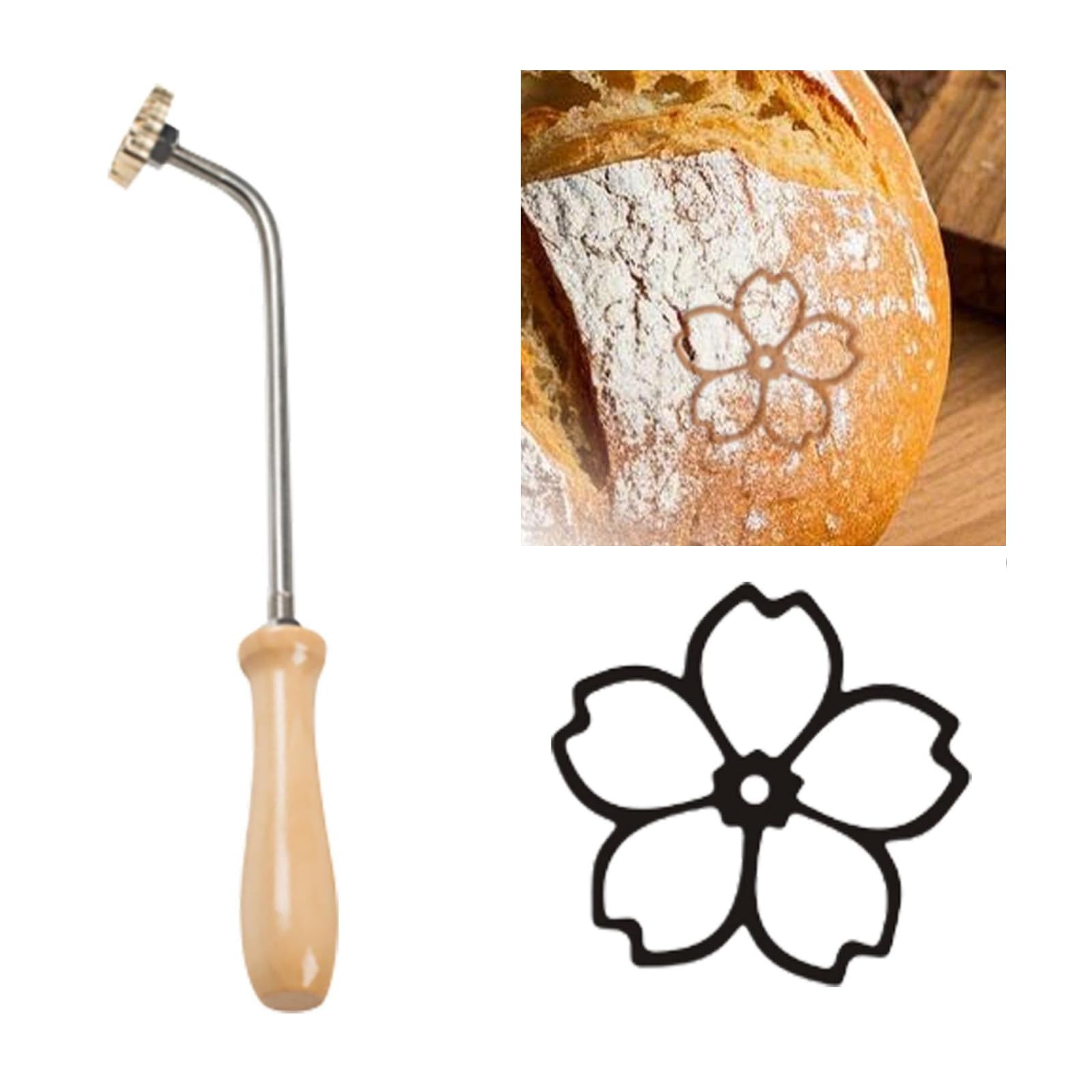 Barbecue Burger Branding Iron,BBQ Stamps for Food BBQ Heat Stamp with Brass Head and Wood Handle for Food,Wood,Leather and Most Plastics,Standard Muster Best Friend Burning Stamp Gifts (Flower)