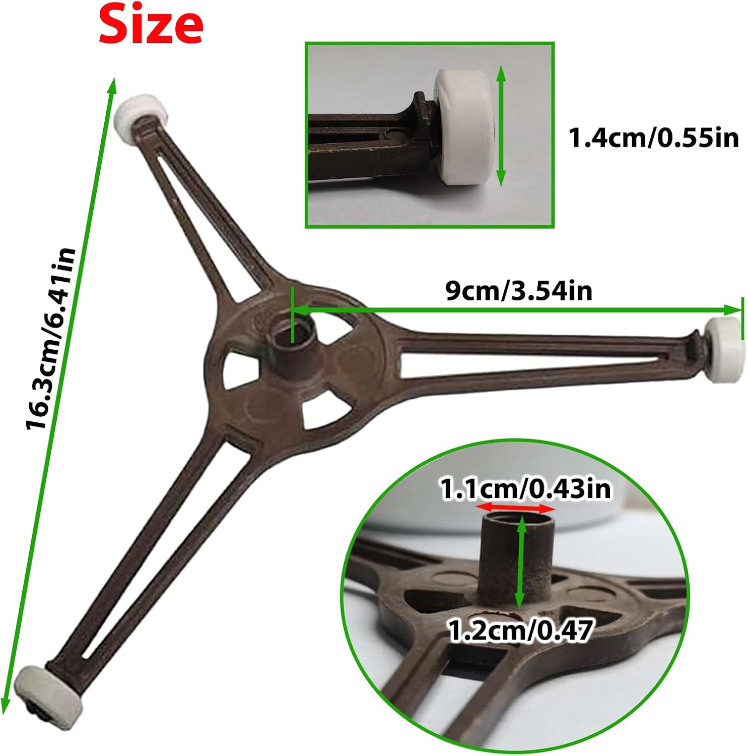 3.54 Inch Microwave Turnpiece Holder,Rotating Ring Roller,Glass Plate Tray Support Holder,Triple Arm Microwave Oven Turntable Ring for Microwave Oven Glass Flat Turntable Plate