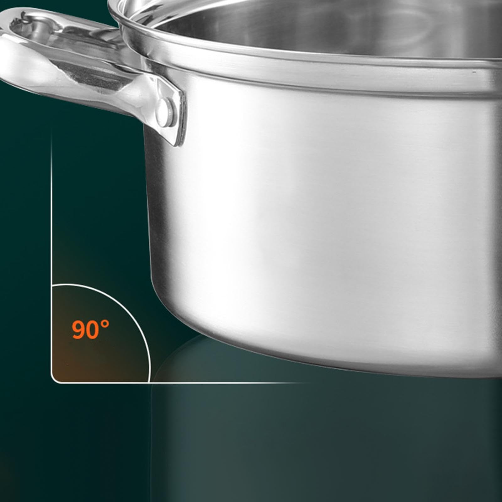 Stockpot Casserole INOX Fond Épais Non Adhésif Poignée Ergonomique Adaptée à d'amis Restaurant, 30 cm