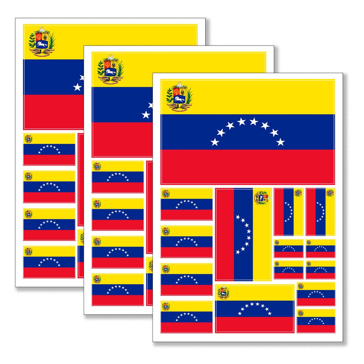 QQSD Venezuela Flag Sticker Venezuelan Decal in Multiple Sizes, 3 Pack, 11.7 x 8.3 Inches