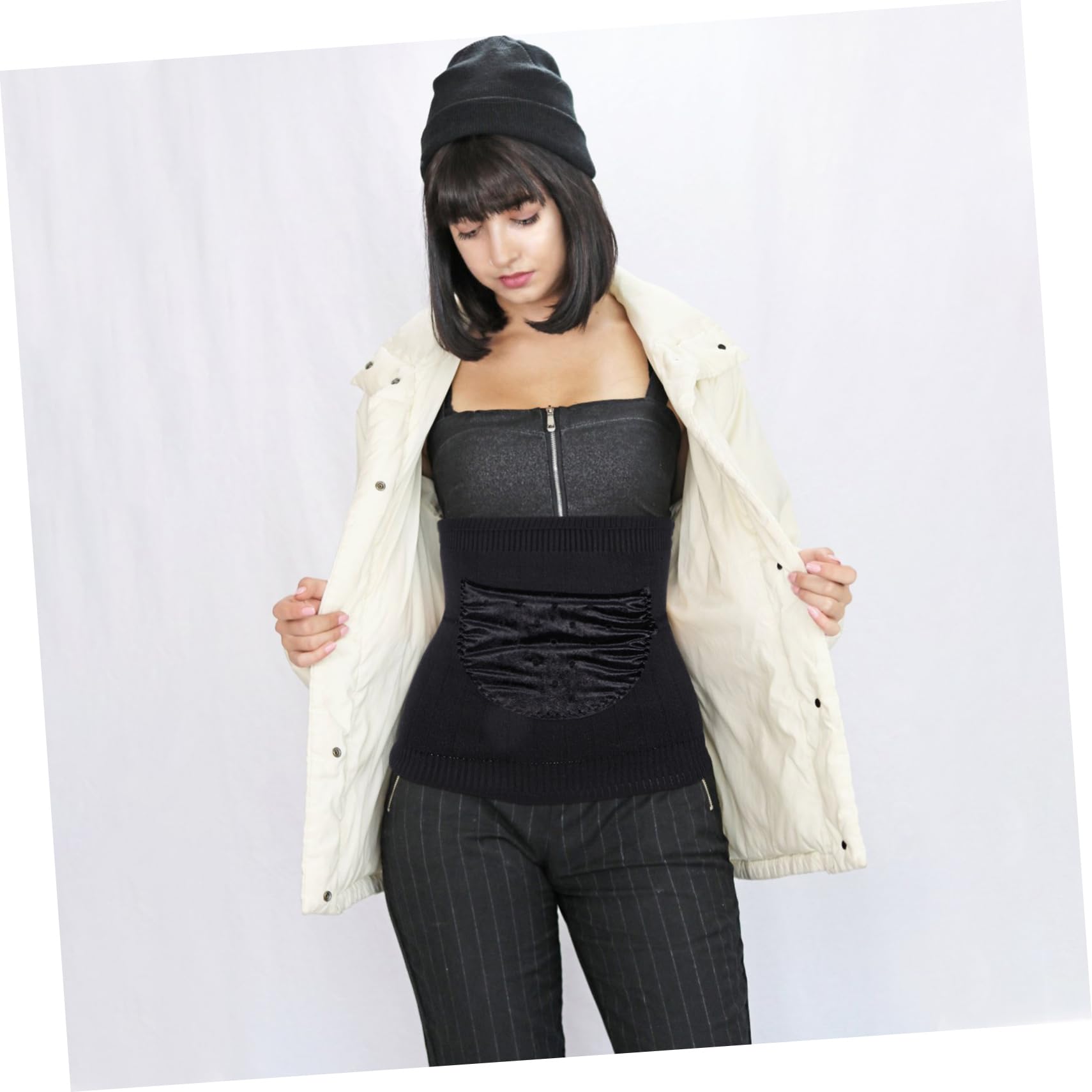 IWOWHERO Wool Stomach Warming Protector Belt Unisex Thermal Kidney Abdominal Support for Retention for Winter Wear Promotes