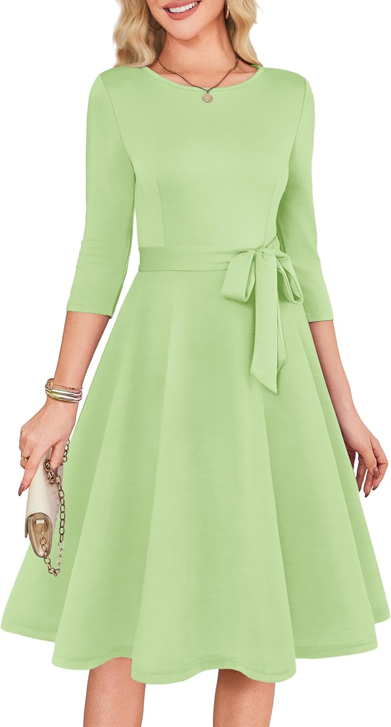 RUMIA Women's Cocktail Dresses 3/4 Sleeve Vintage Wedding Guest Dress (XS-3XL)