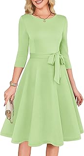 Women's Cocktail Dresses 3/4 Sleeve Vintage Wedding Guest Dress (XS-3XL)