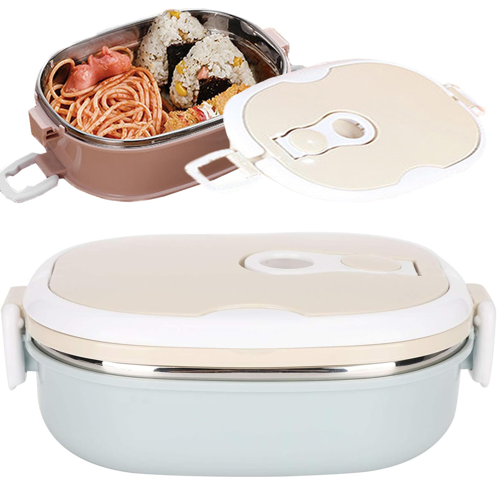 – Thermal Lunch Box,Stainless Steel Lunch Box Portable Carry Hand Thermal Food Container with Compartment Bento Rice Box for Student Children Work Picnic, Travel, Camping (Single Layer)