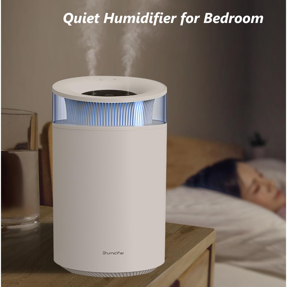 Humidificador USB de niebla fría, difusor de aire silencioso con iluminación ambiental, diseño pequeño para oficina, escritorio, dormitorio y hogar para un ambiente sereno