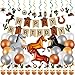 60PCS Cowboy Birthday Party Decoration Include 40 Inch Horse Shaped Foil Balloons Little Cowboy Happy Birthday Banner Cake Topper Hanging Swirls 12 Inch Latex Balloons for Western Party (Retro Style)