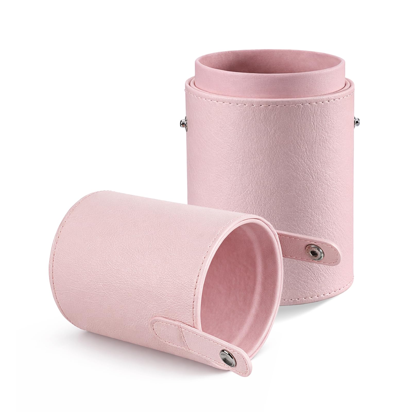 Porta pennelli da trucco da viaggio, rosa, impermeabile, in pelle PU, custodia da viaggio per pennelli portatile antipolvere