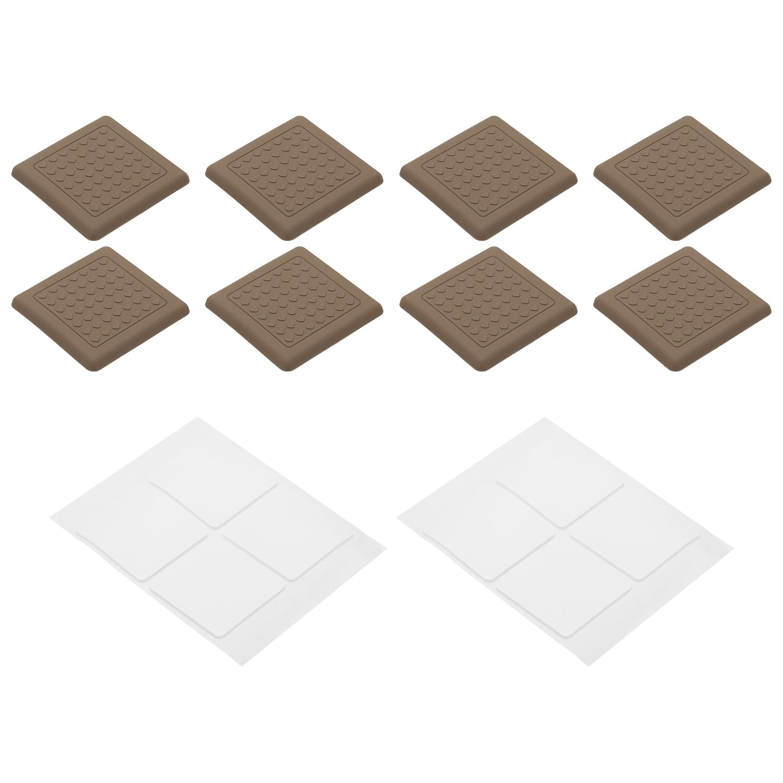 PATIKIL 2.4 Inch Non Slip Furniture Pads, 8 Pcs Square Rubber Furniture Caster Cups, Anti-Slide Floor Protector for Chair Hardwood Floor Bed Cabinet Sofa Table, Brown