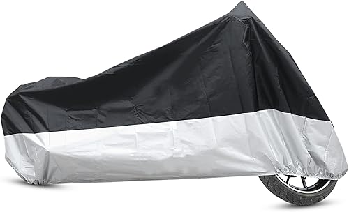 uxcell L 180T - Protector de polvo de lluvia para scooter negro + plateado cubierta de motocicleta de 86 pulgadas para Yamaha