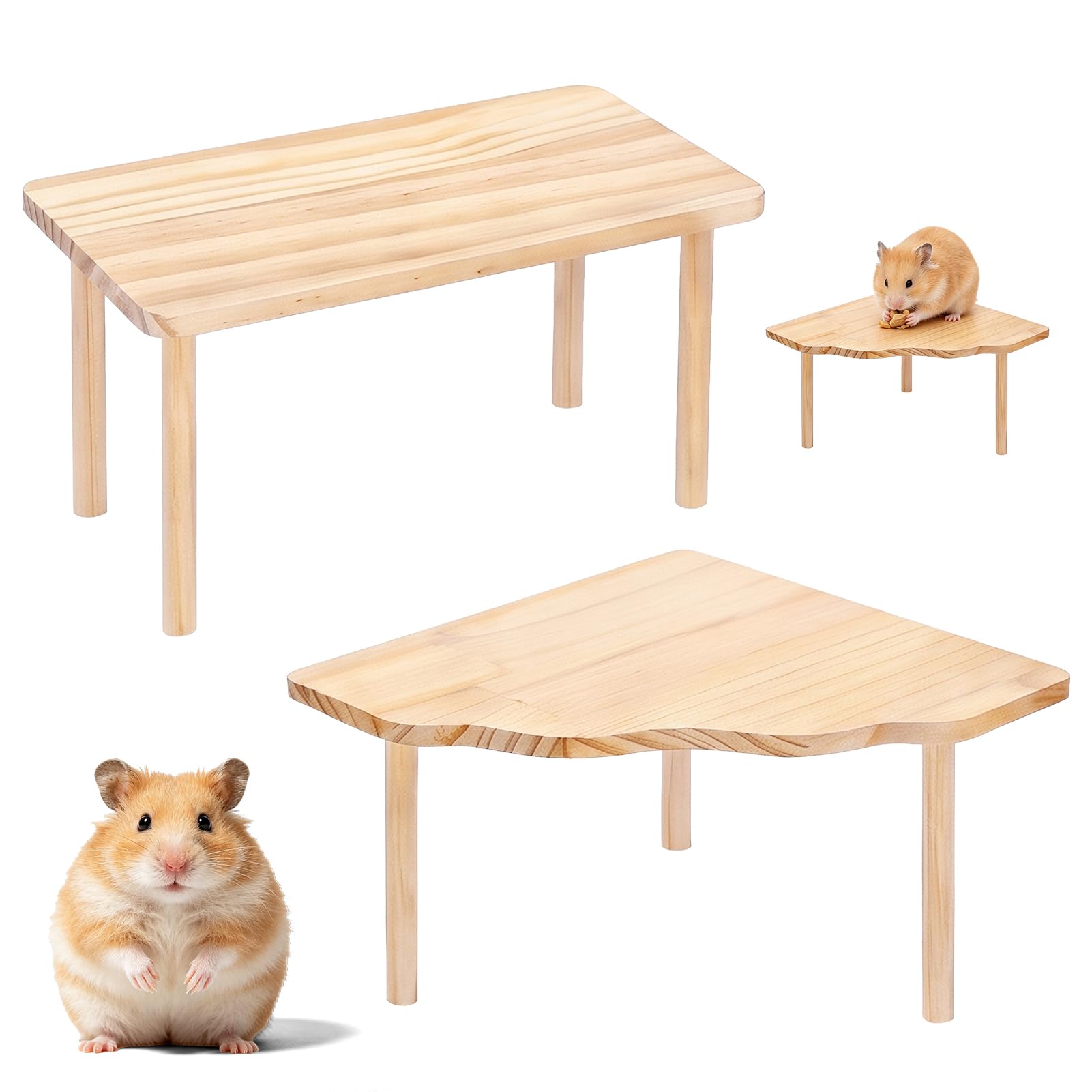 Toxvanne Hamster Platform with Table Design 2 PCS, Small Hamster Toys, Stable Rest Stand Accessory for Common Small Hamsters, Suitable for Play Napping Daily Use