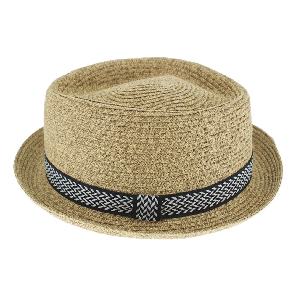 Belfry Men/Women Summer Straw Pork Pie Trilby Fedora Hat in Blue, Tan, Black