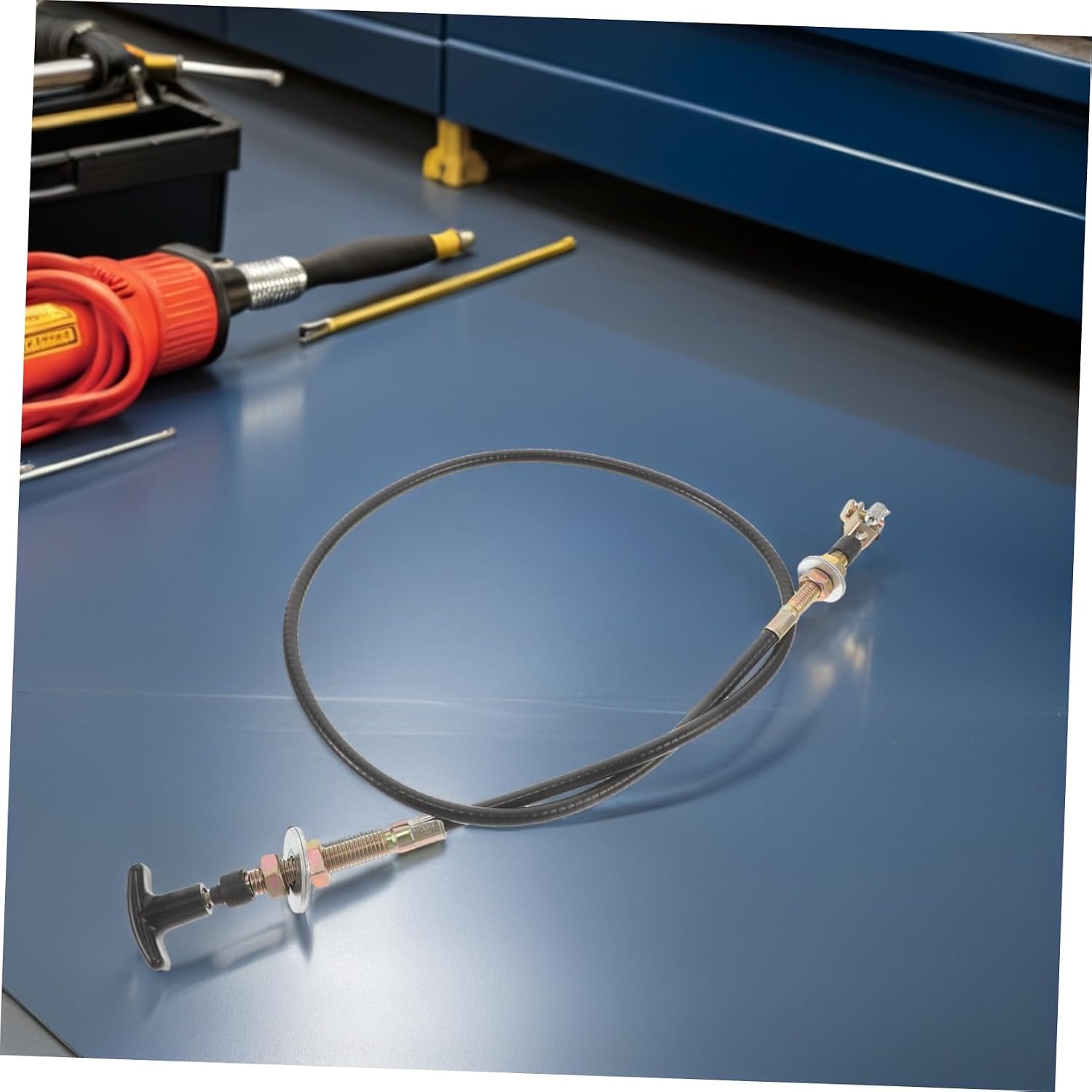 Heavy Equipment Loader Drain Control Cable 37.4" 95cm with T-Handle, Plastic Alloy Elastomer Construction for Wheel Loaders, Heavy Duty Durability and Precise Valve Operation,