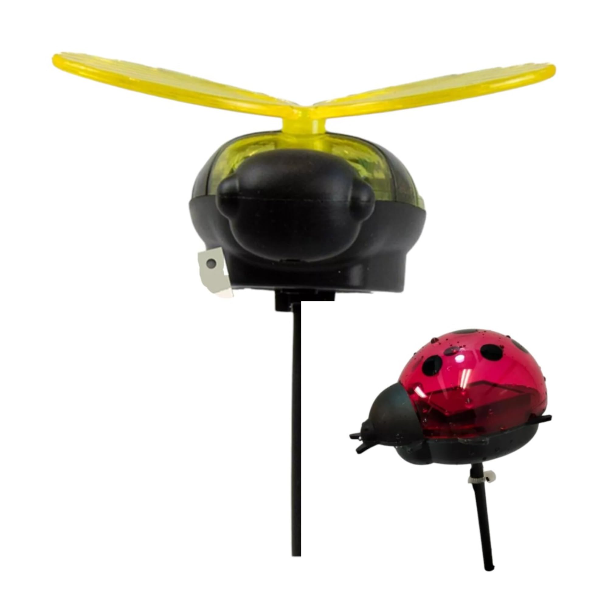 DIVAS SPIRITUAL Solar Garden Stake Lights Decorative Ladybird and Bee Designs Outdoor Solar-Powered LED Lighting for Garden, Pathway (Pack of 2: 1 Ladybug + 1 bee)
