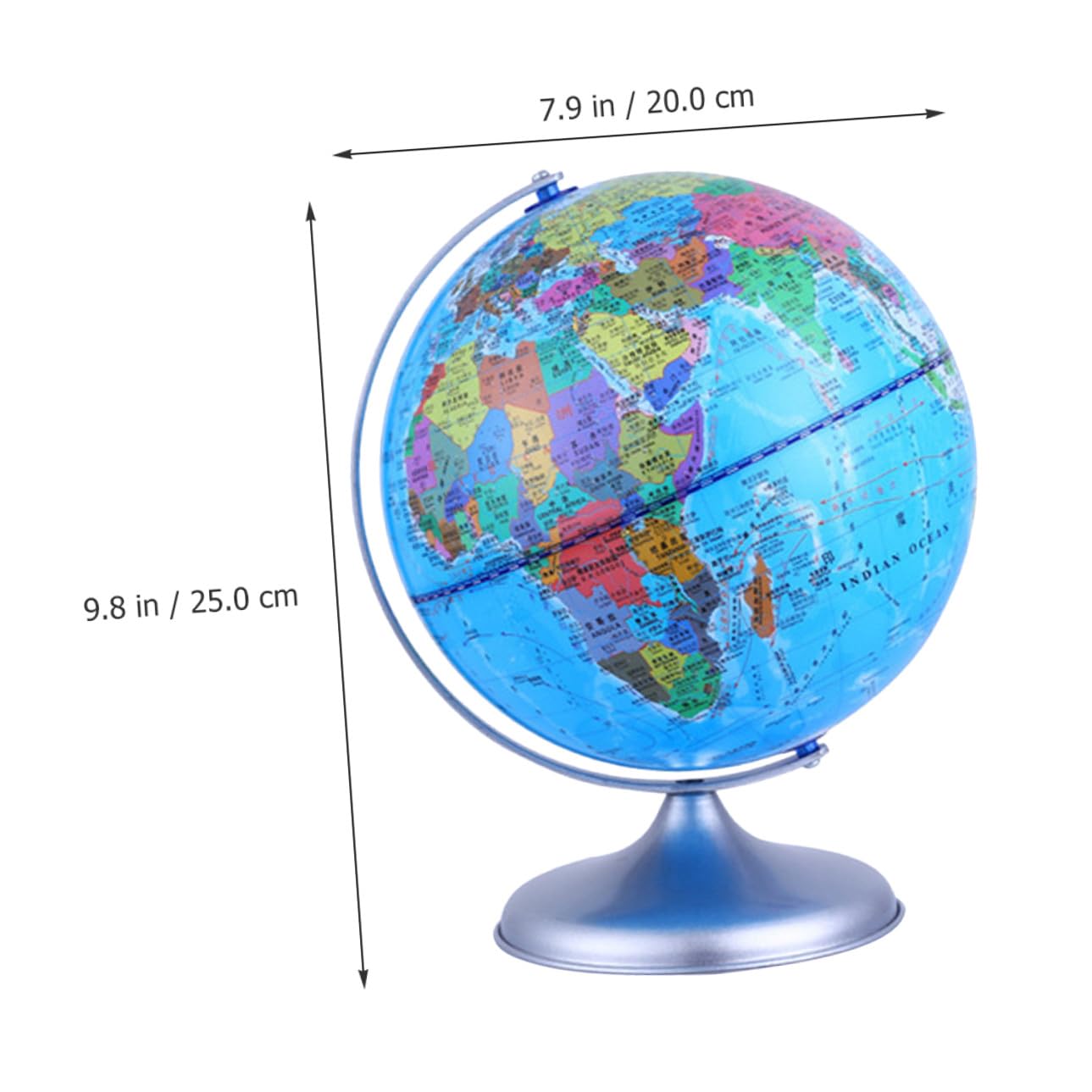 Schülerglobus 20cm Kunststoff Tischdekoration Lehrmittel für Schule | Schulanfang Party, Schulkinder Geeignet, Rotierbar mit Abnehmbarem Sockel, Geografie Motiv für Büro
