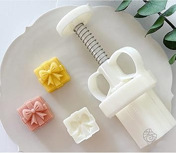 Pink mid-autumn mooncake press mold, hand-pressed stamp dessert DIY, mooncake puff pastry press mold with 1 printed flower DIY 1 Gift Box Stamp-1