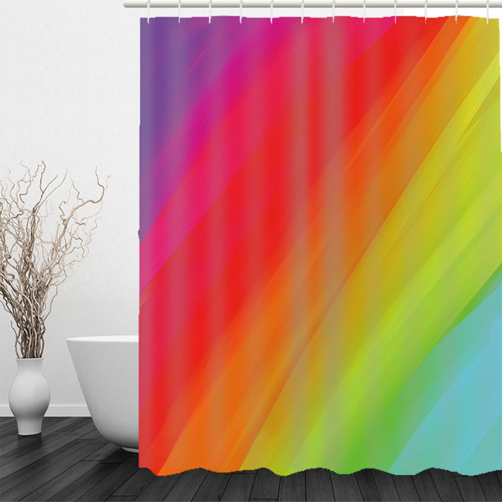 Rideau Douche Moderne Rideaux Poid Arc-en-Ciel Luxe Anneau Salle Bain Écologique, Imperméable, avec Crochets Métalliques Antirouille 220x180cm