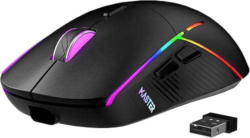 FFJ Ratón Inalámbrico para Juegos, 24000 DPI, Ratón para Juegos Tri-Modo 2.4G/USB-C/Bluetooth 5.3, Ratón RGB Programable para Juego, Duración de