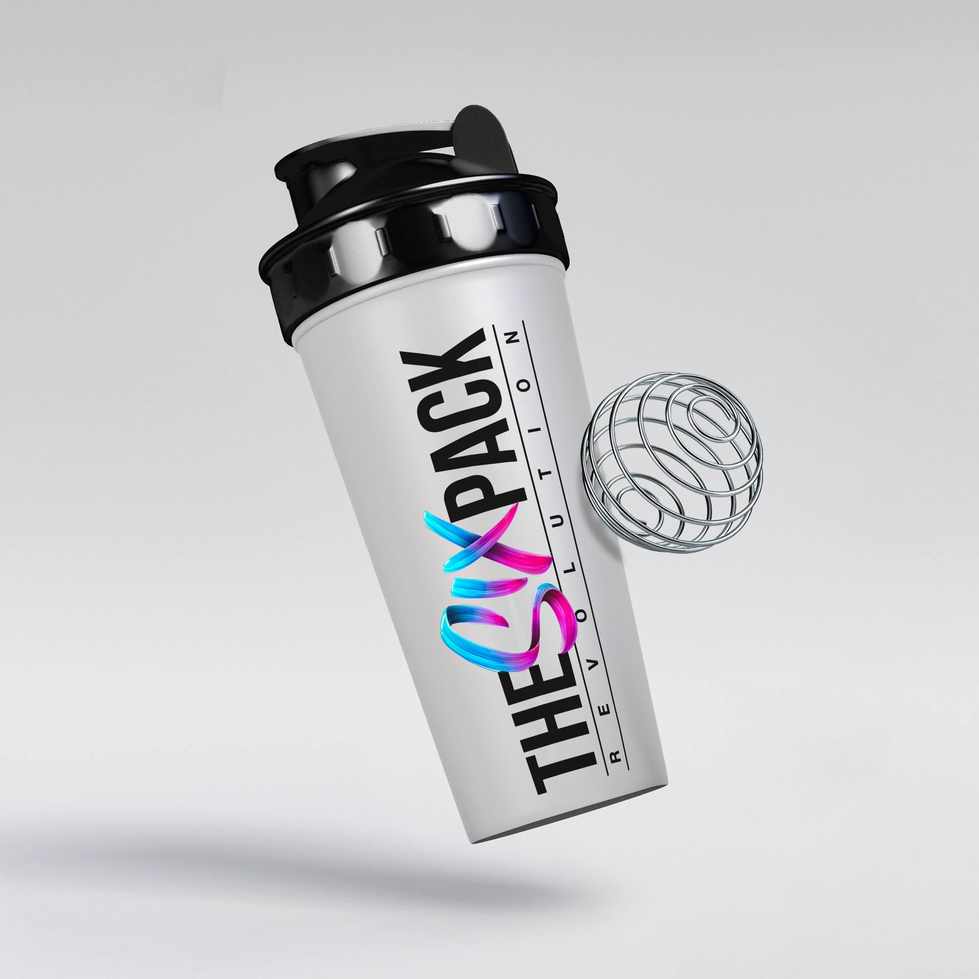 The Six Pack Revolution Black Â Protein Shaker Bottle Â 700Ml Â Wire Whisk Ball Â Leak-Proof Lid Â Bpa Free Â Dishwasher Safe Â Easy-Mix