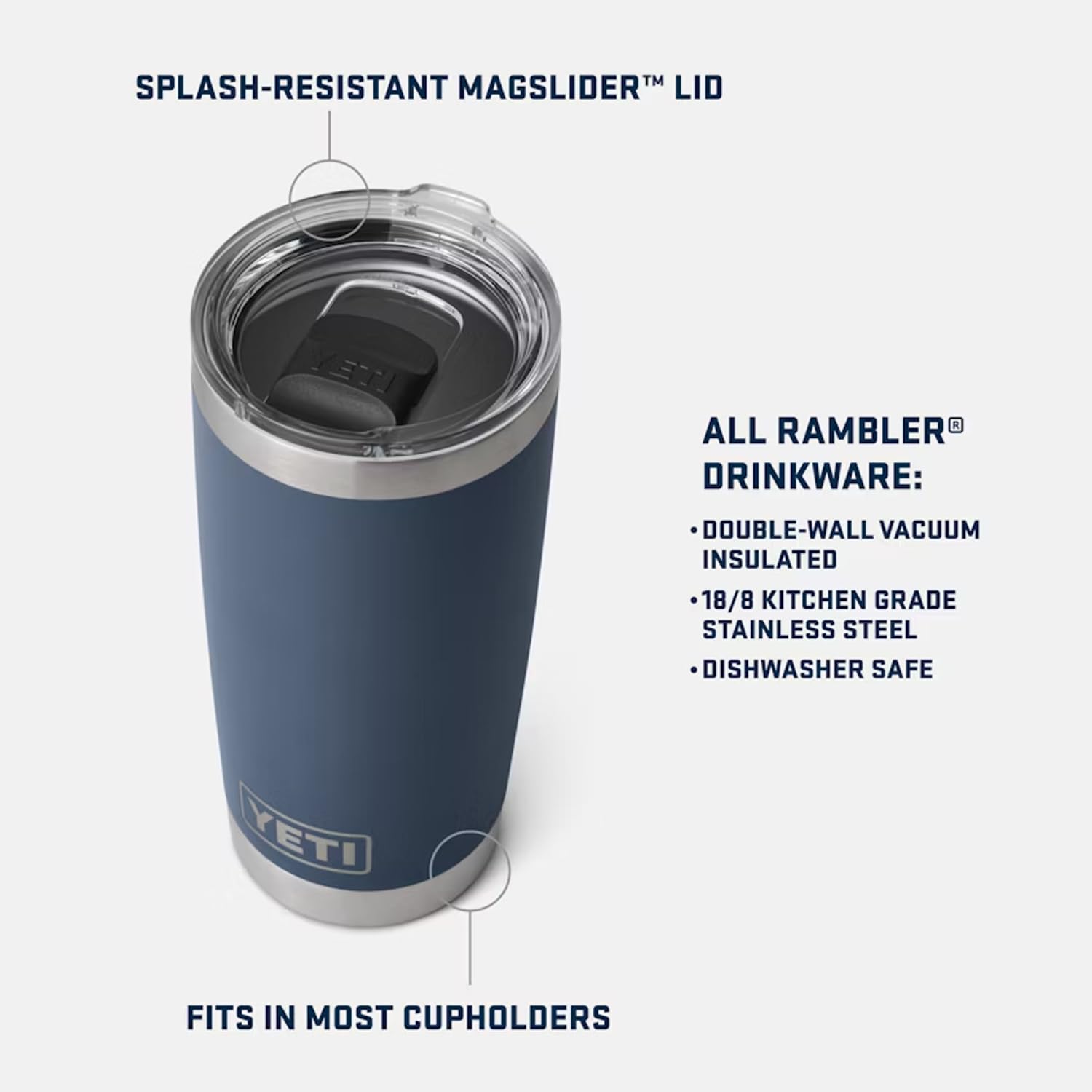 YETI Rambler 20 oz Stainless Steel Vacuum Insulated Tumbler w/MagSlider Lid - 3