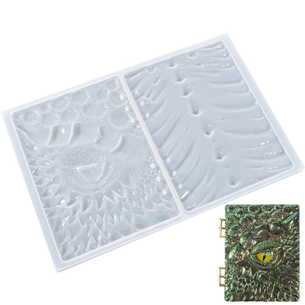 Vbsqic Notebook Cover Resin Moulds, DIY Epoxy Resin Mold Dragon Eye Embossed Notepad Cover Silicone Casting DIY Mould