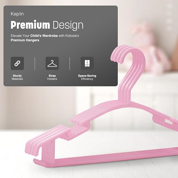 KEPLIN 36 Pack Children's Hangers, Plastic, Nonslip Baby Coat Hanger, Space Saving Tubular Hangers, More Storage for Kids Children Clothes Dresses (Pink) - 4