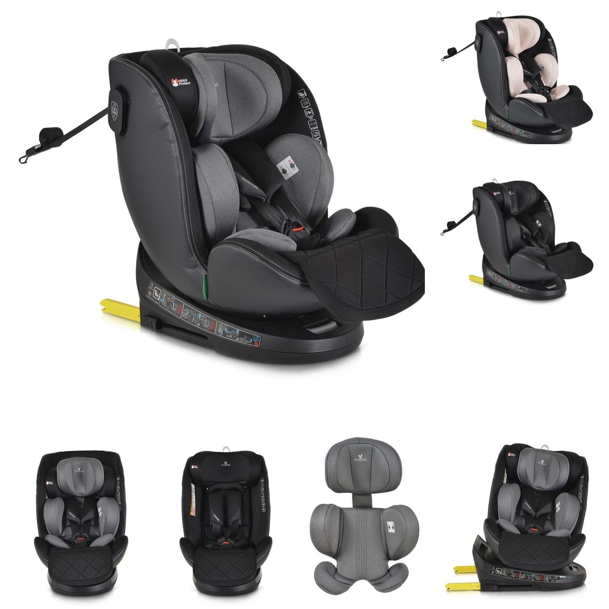 Cangaroo, siège enfant i-Size Castor (40-150cm) groupe 0/1/2/3 Isofix, coloris:gris