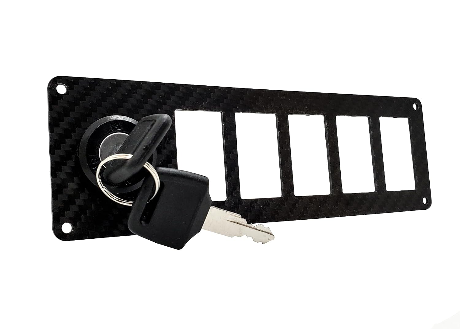 OZ-USA 5 Gang Carbon Fiber Keyed Ignition Rocker Switch Panel Universal Custom UTV Off-Road Trucks Boats RV