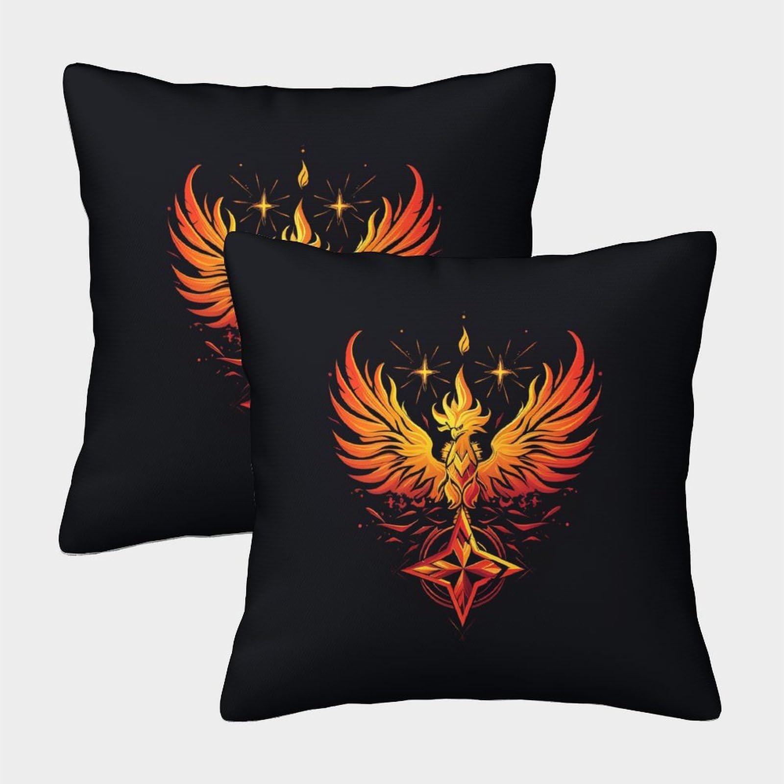 Nraopevvd Style-8 Phoenix Cushion Cover Set Of 2 Decorative Machine Washable Pillowcases Square Cushions With Invisible Zipper Cushion Covers For Outdoor Home Bed Decor Throw Pillow Cases 50X50cm