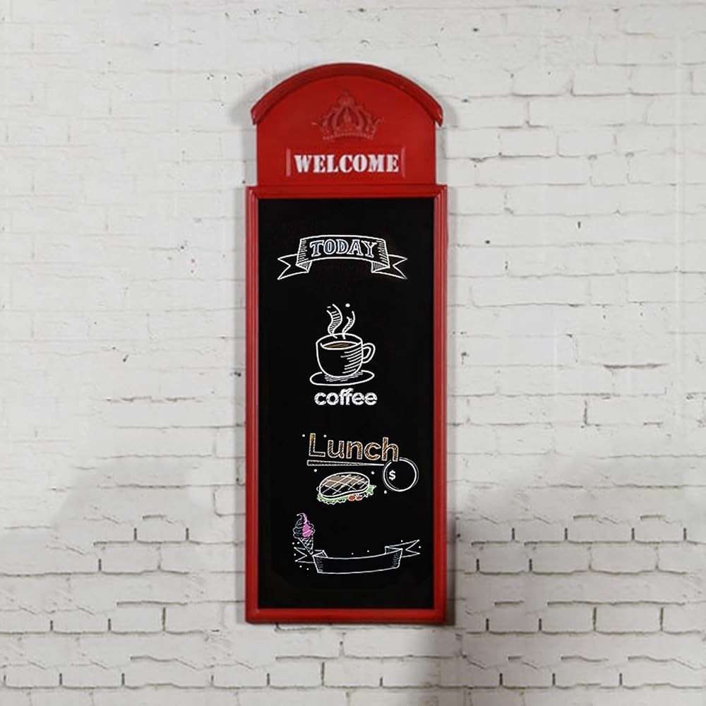 Letrero de menú de pizarra, exhibición de hierro montado en la pared para restaurante, bar, cafetería, plantillas de tiza rústicas para acera