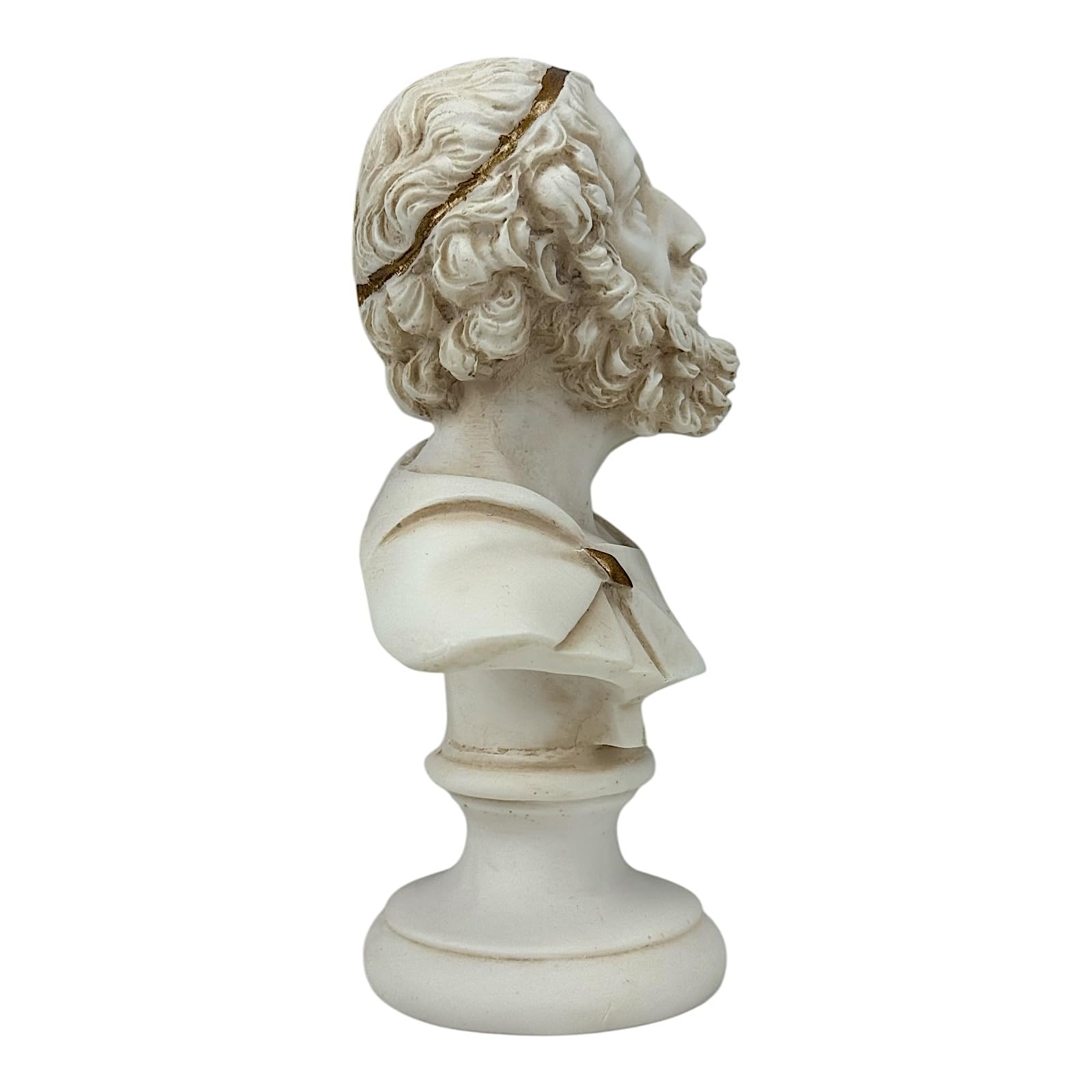 Busto di Omero - Scultura in alabastro grigio | Poeta epico greco | Fatto a mano in Grecia | Autore Iliade e Odissea | Collezione classica (15 cm)