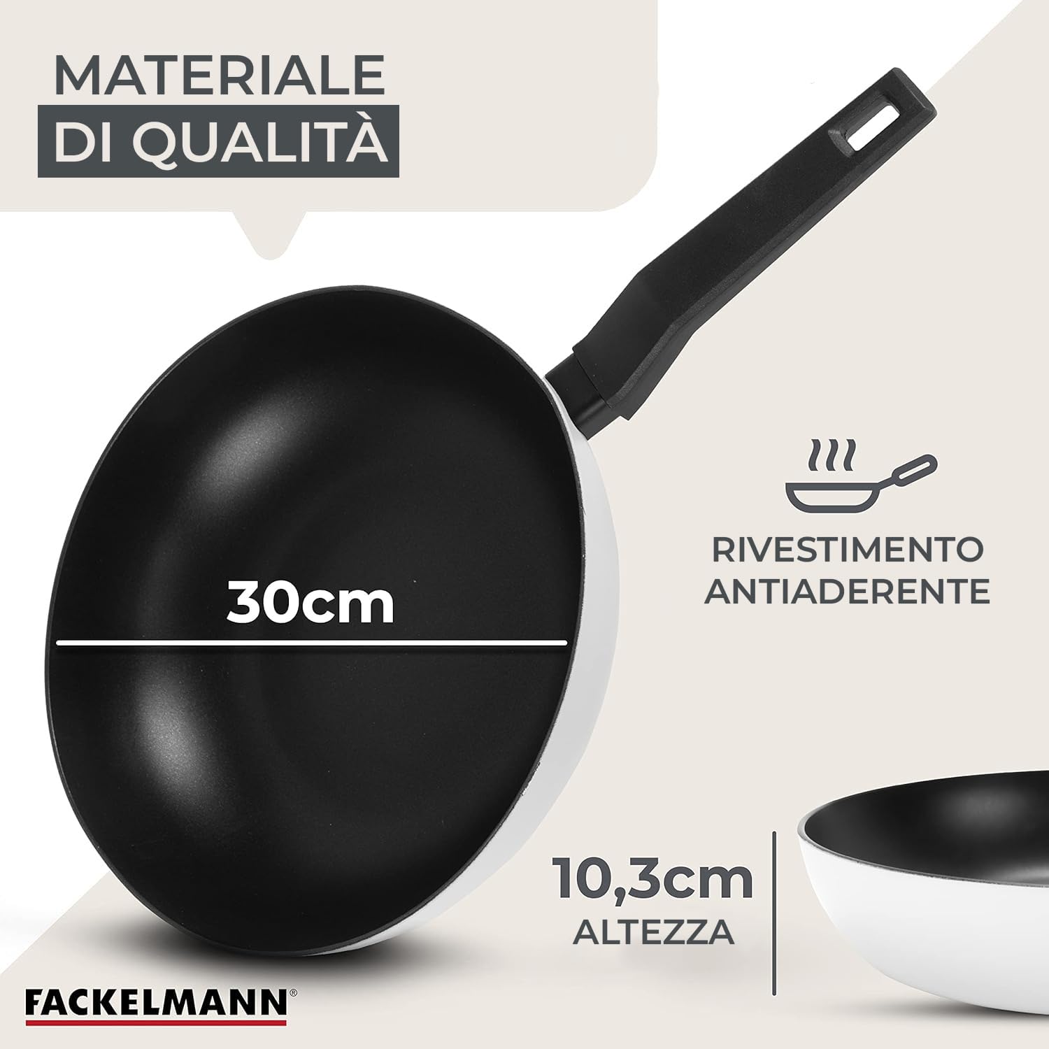 Fackelmann Padella Wok Marble 28 cm, Wok Antiaderente in All