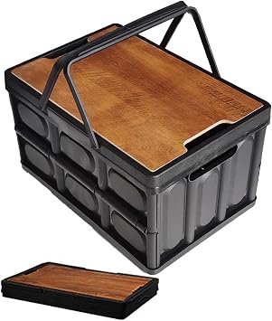Camping Storage Box, Foldable, 9.8 gal 35 L Handle Storage Box, Camping Supplies, Outdoor Box, Container Box, Foldable, Camping Box, Storage Box with Lid, Container Box, Trunk Storage, Large
