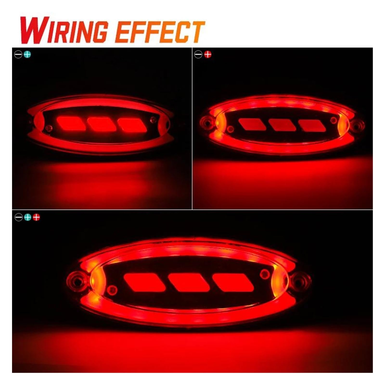 Piloto Posterior Luz LED Trasera Advertencia Ovalada 12V-24V Luces Posición Lateral Remolque Camiones Caravana Señal Coche Lámpara Trasera Freno 10 Uds. Faro Trasero(10pcs Red)