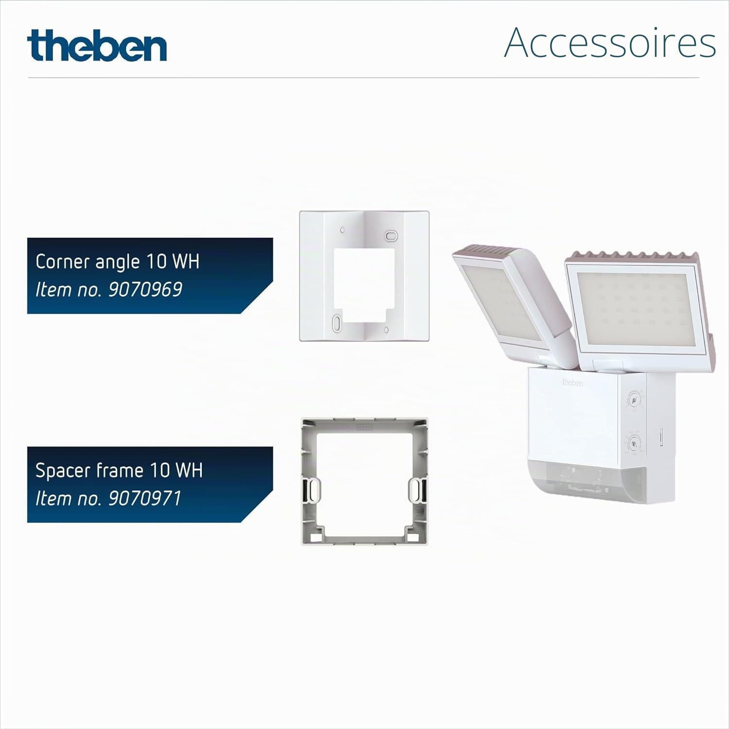 Theben theLeda S17-100 WH Projecteur LED 17W 4000K 180° 10m Blanc Détecteur de Mouvement Intégré