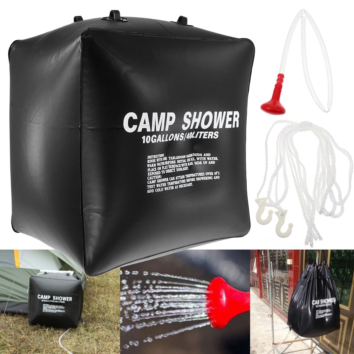 Bolsa de Ducha Solar Portátil 40L para Camping Bolsa de Agua Calentamiento Solar de PVC Duradero para Acampar y Ducha Exterior Adecuado para Senderismo y Viajes al Aire Libre
