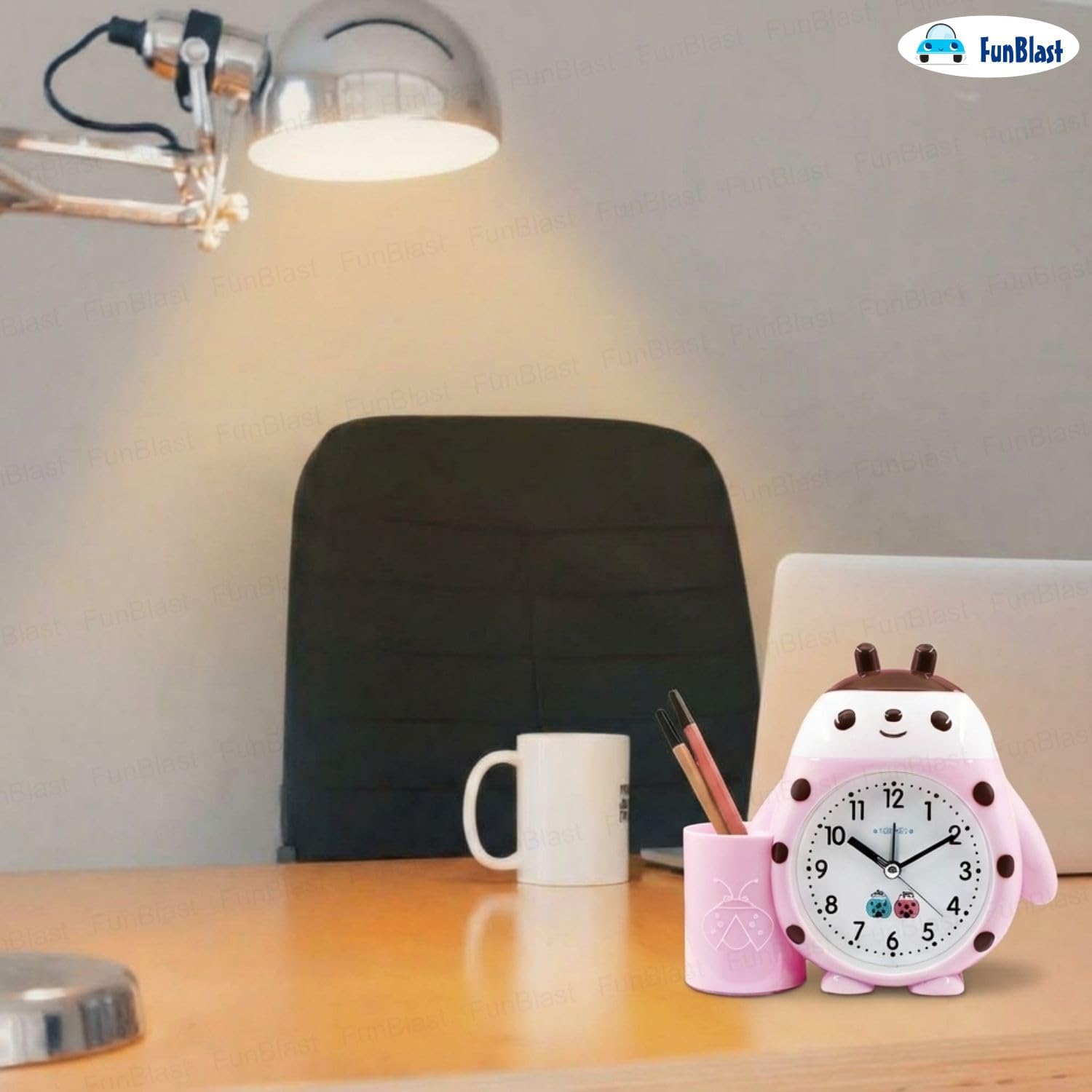 Cute Cartoon Alarm Clock for Kids - Pink -4 Cute Cartoon Alarm Clock for Kids - Pink -4