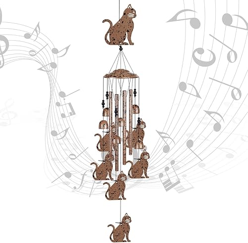Miniatura 9 de Campanillas de viento para gatos al aire libre, decoración de interiores, atrapador de viento romántico marrón hecho a mano, campanas de viento para