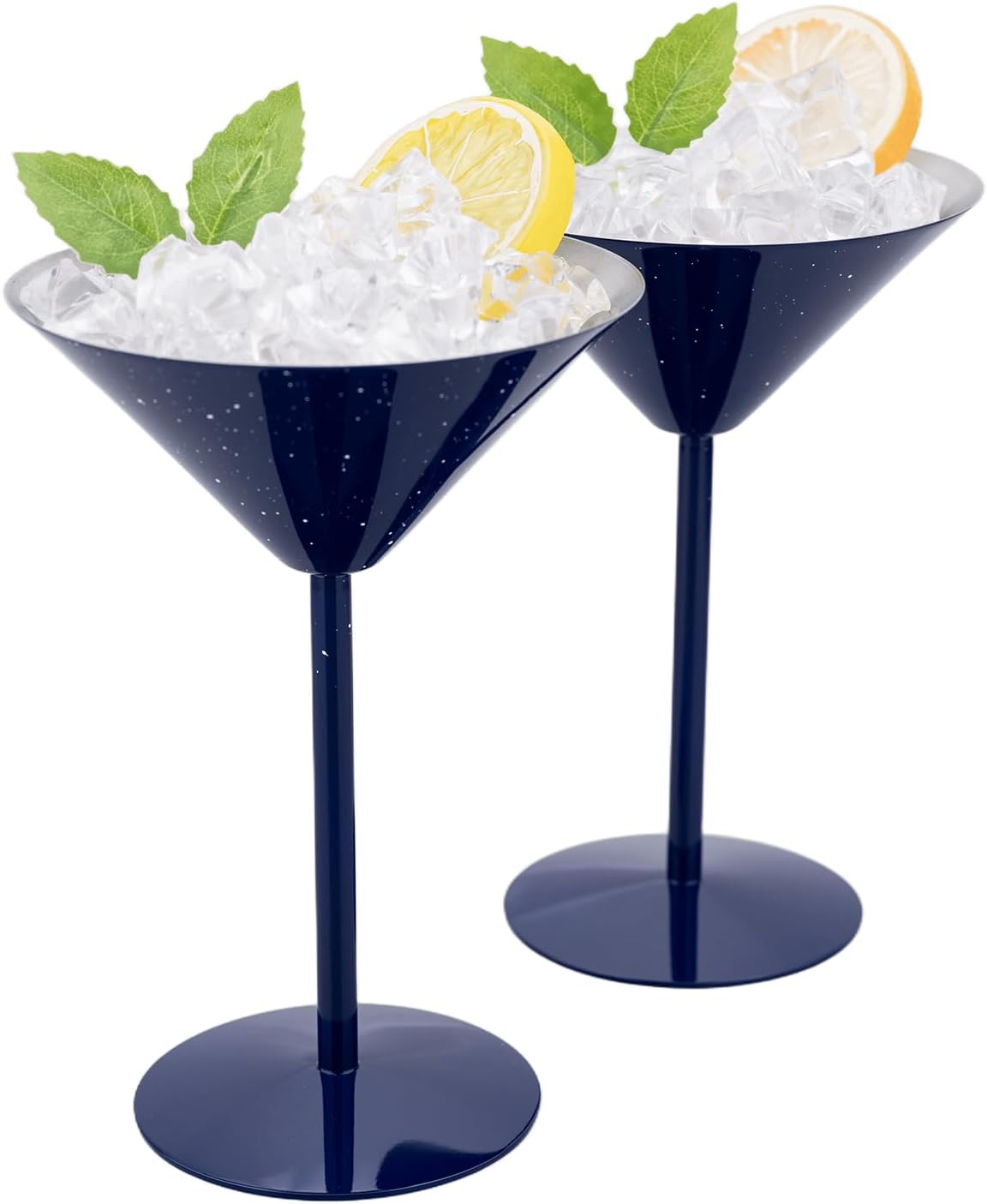 Stainless Steel Martini Glasses Set of 2, Metal Martini Glass 8OZ Unbreakable, Unique Blue Galaxy Design Ideal Cocktail Glasses Gifts for Outdoor Travel Beach Party