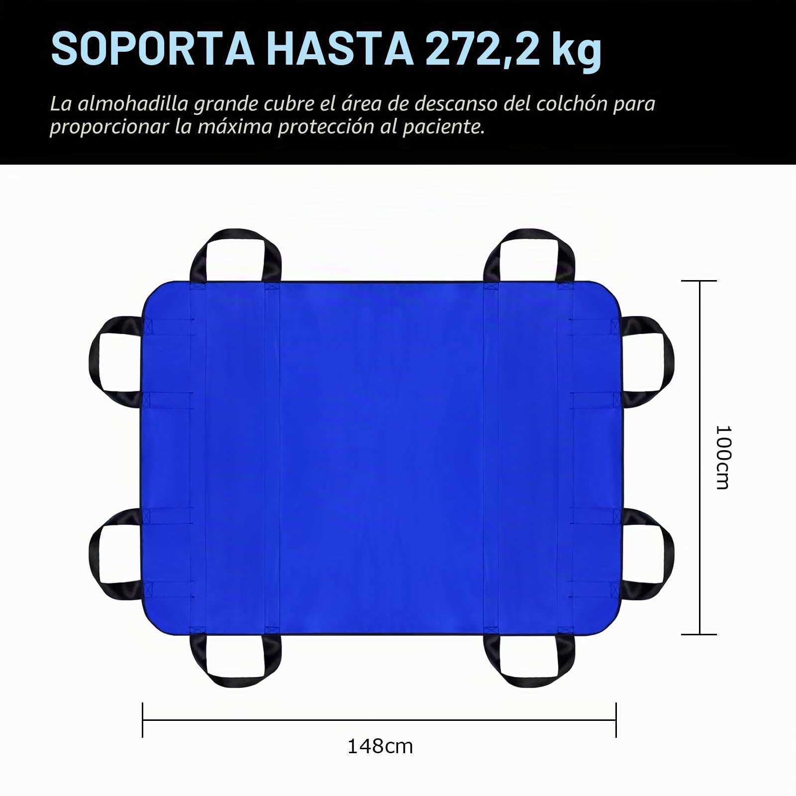 [LOSCHEN]Hoja de transferencia para elevadores de pacientes con ocho asas, adecuada para personas con sobrepeso, ancianos y pacientes que necesitan ser transferidos (azul marino 100 x 148 cm)