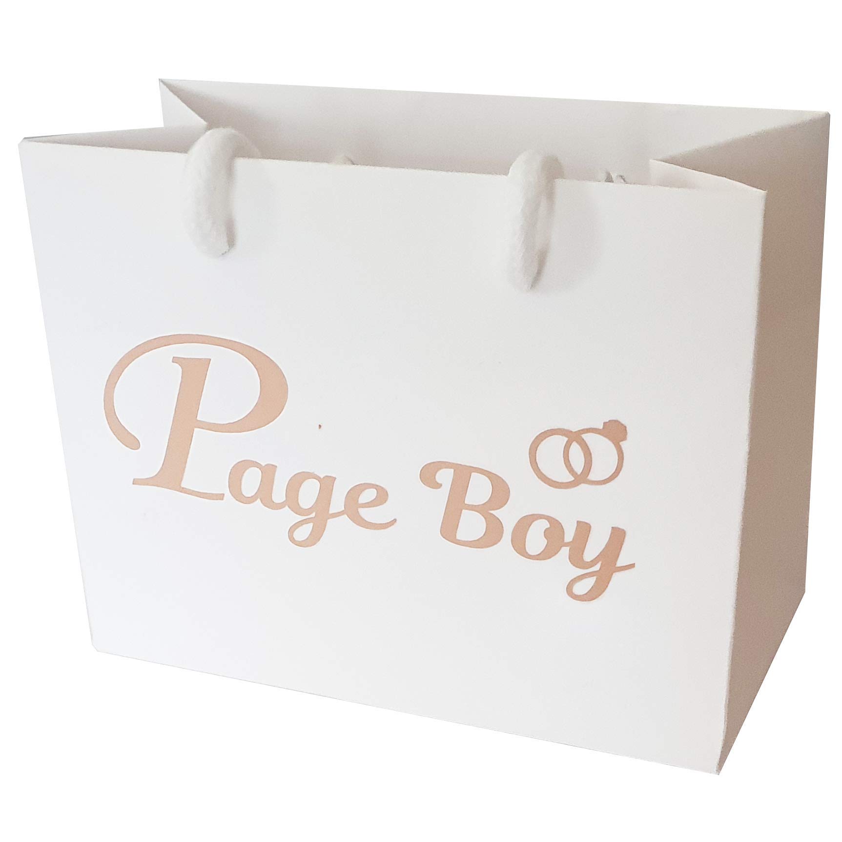 Small Wedding Gift Bags - White and Copper Gold Gift Bag with Rope Handles and Tissue Paper - Favours (Page Boy)