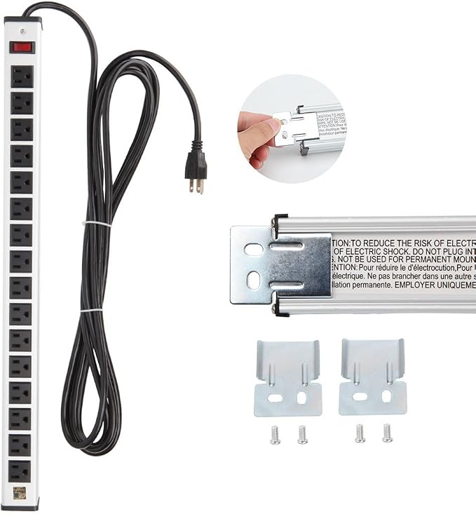 Oviitech LTS Extensión con 20 Tomas, Cable de 15 pies, Protector con Interruptor y Disyuntor miniatura 7