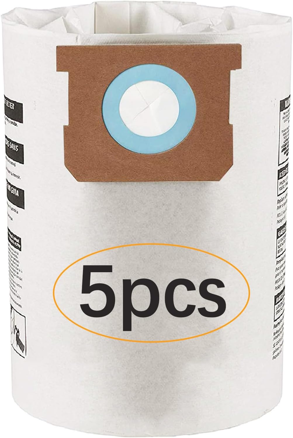 5 Pack For Shop Vac 5-8 Gallon Bags, For Type E - 90661 9066133; Type H 90671 9067133; VF2004, VHBS VDBS HEPA Vacuum Cleaner Disposable Collection Filter Bags,White