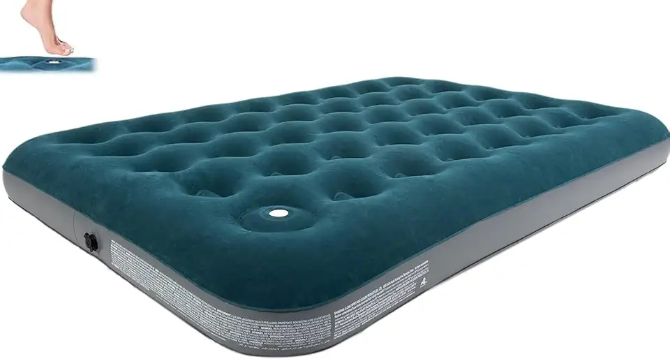 Colchão Inflável Casal Multiuso com Bomba de Ar Embutida, Cobertura Aveludada