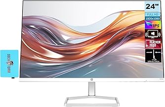 24" FHD IPS (1920x1080) Monitor with Speakers Bundle with Docztorm Dock, 100Hz Refresh Rate, 1x HDMI, VGA, Flicker-Free, Anti-Glare, Ideal for Home & Business, White/Silver (2024 Latest Model)