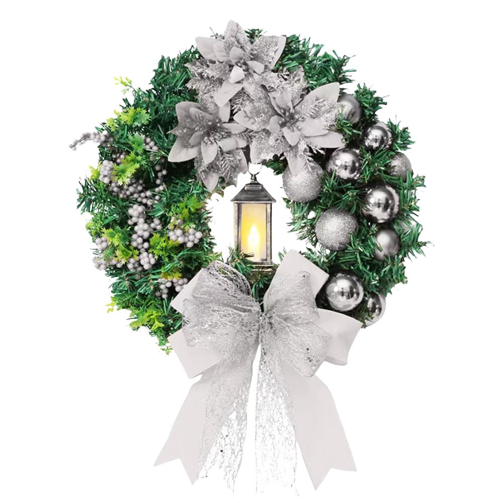 Christmas Lighting Wreath Large Decorative Garland (45cm Silver)