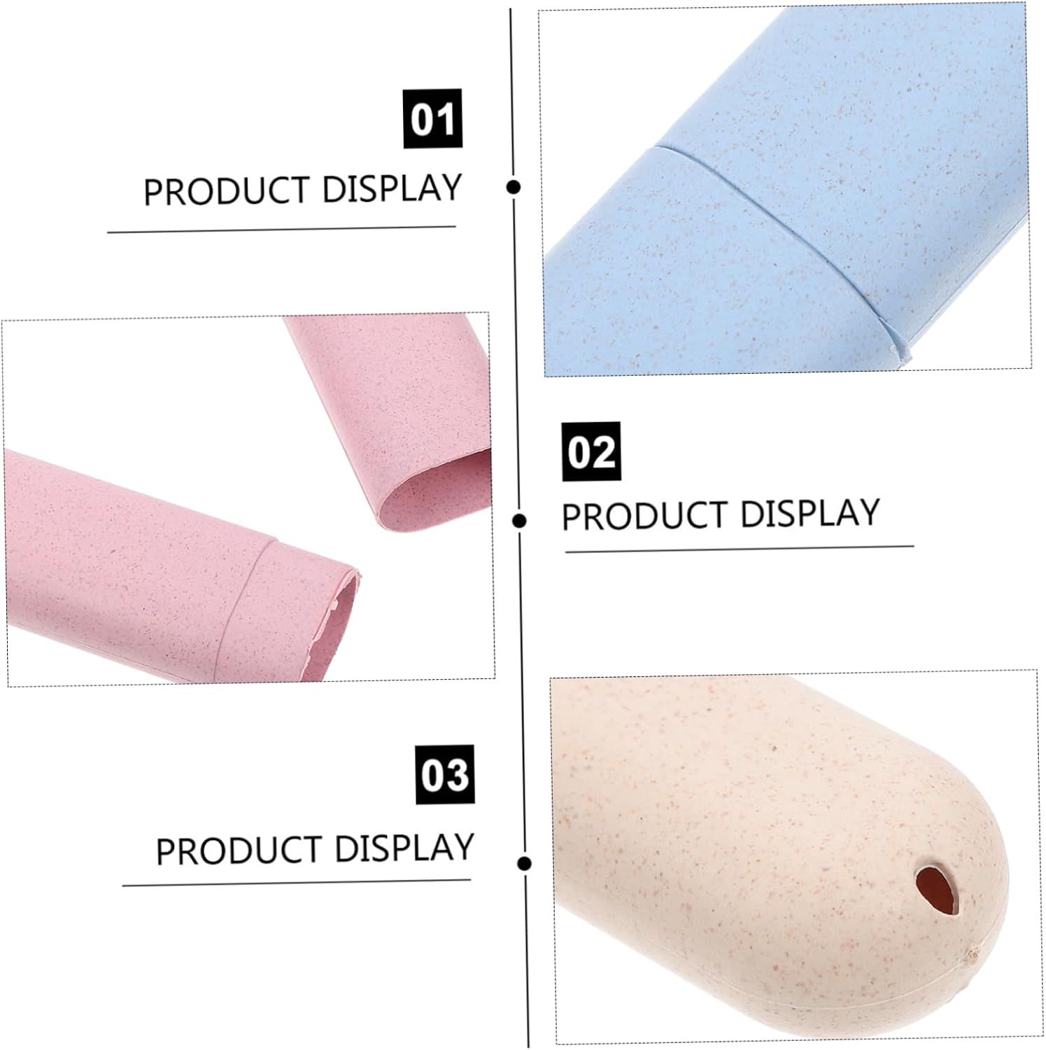 VALICLUD Travel Toothbrush Case PP Holder with Lid, Wheat Straw 4pcs