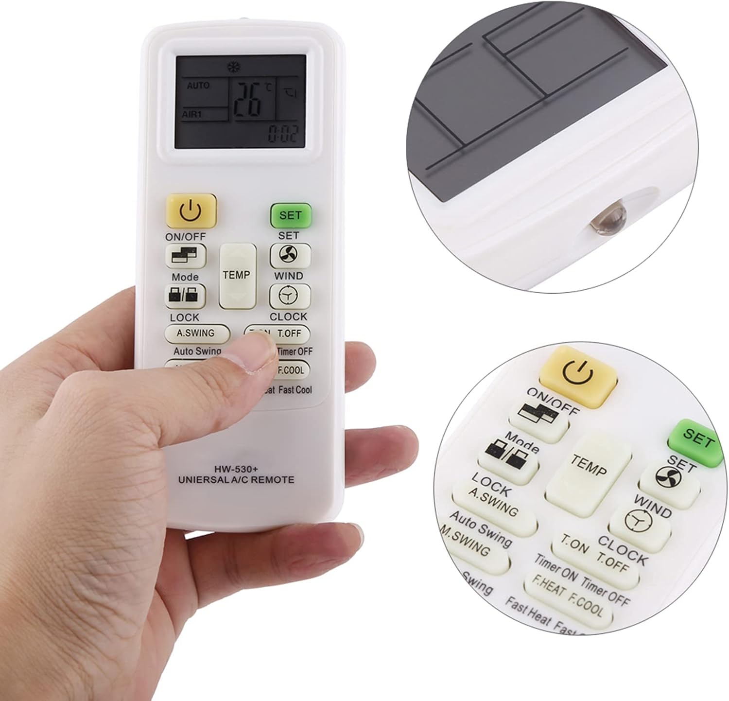 Universal Remote Control for Air Conditioner, Air Conditioner Remote Control Replacement Compatible with GREE/MIDEA//Sharp/HISENSE/HITACHI