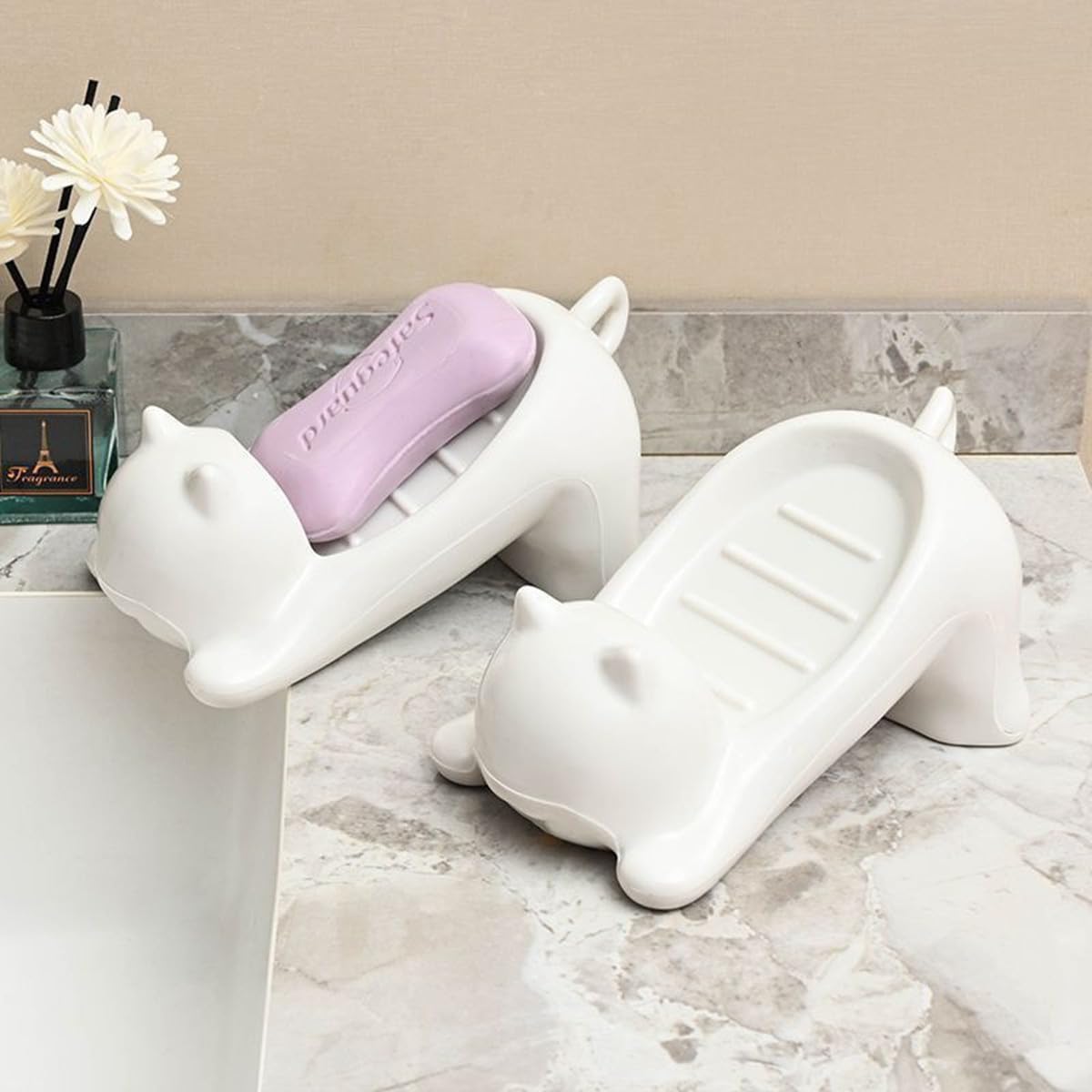 Plateaux à savon chat anti-gaspillage pour protéger vos cosmétiques