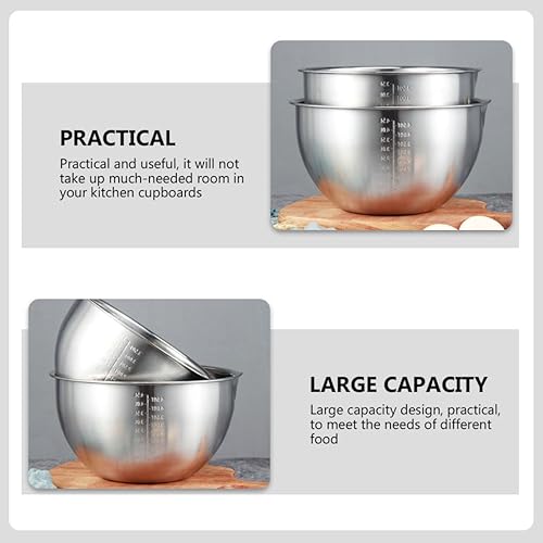 Miniatura 3 de Stainless Steel Mixing Bowl with Pour Spout 1.2L Kitchen Egg Beater Bowl with Measurement Markings 16Cm Diameter for Baking and Food Preparation