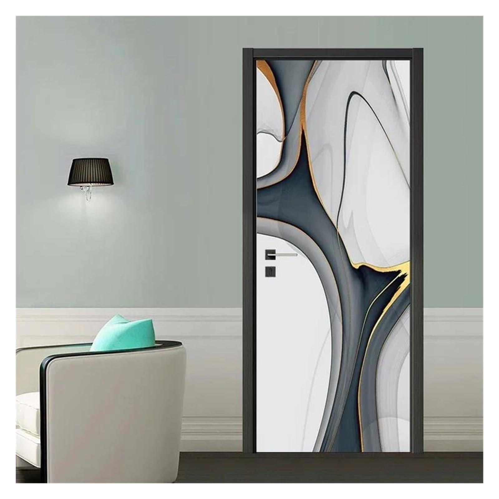 Stickers autocollants de porte 3D ligne abstraite 95x215cm